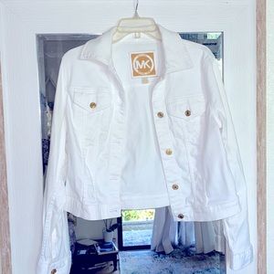 Michael Kors white w/ gold hardware Jean jacket M